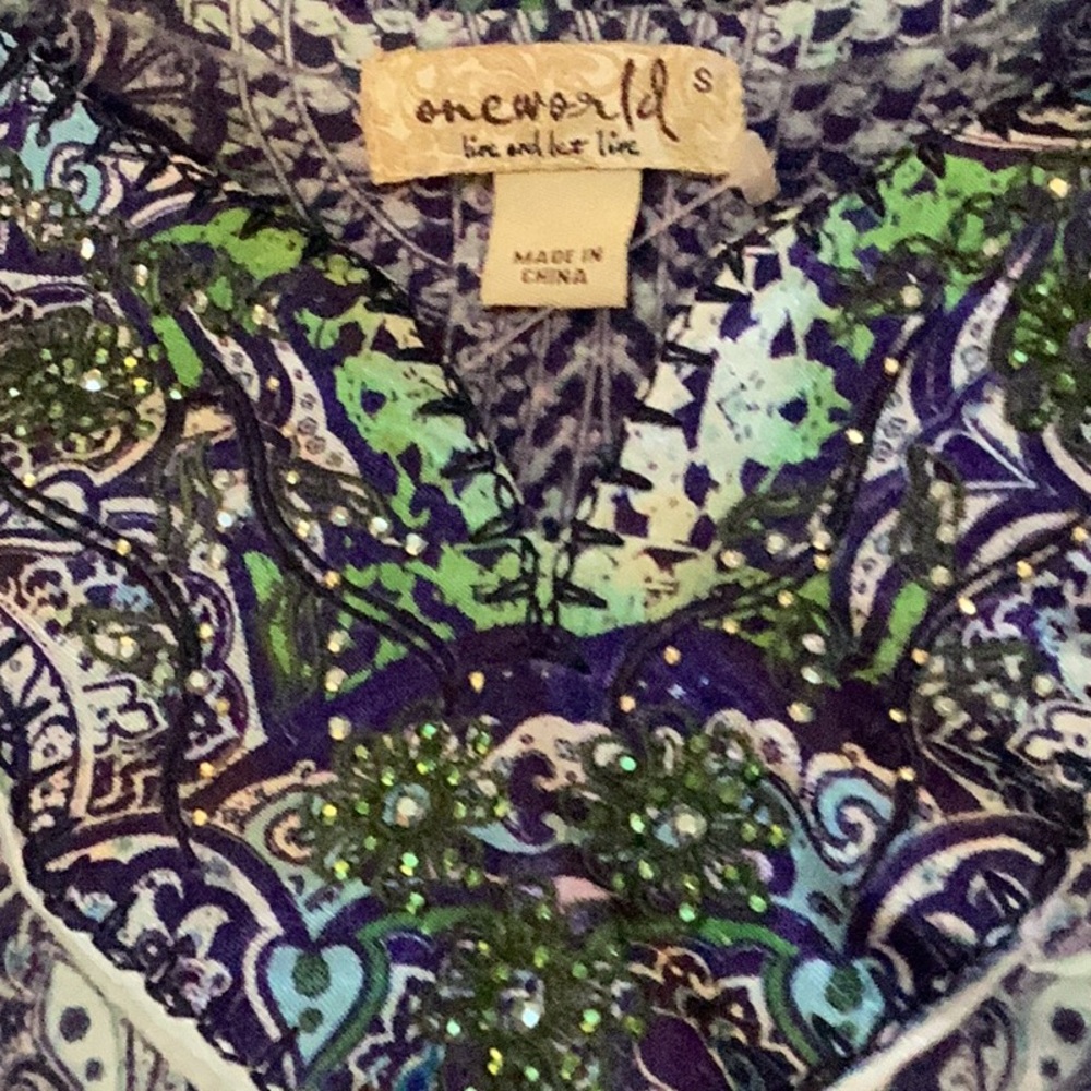 🦋NWOT Awesome One World Size Small Bohemian Style Top So Much Fun To Wear 🦋 - Picture 2 of 9